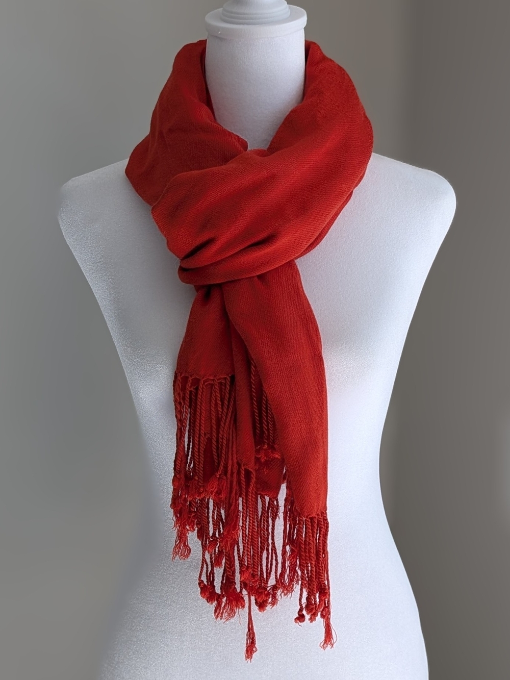 Classic Orange Fringe Viscose Fashion Scarf